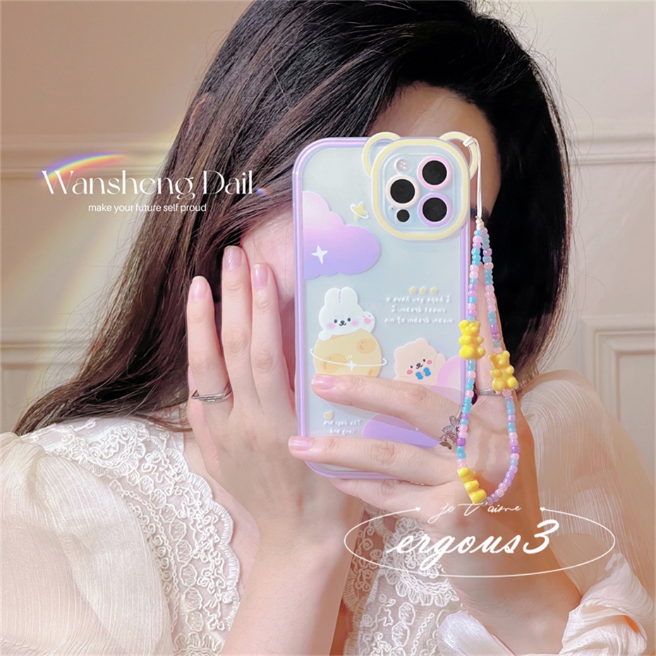 Ốp Điện Thoại Họa Tiết Thỏ / Gấu / Hành Tinh Cho iPhone 14 13 12 11 Pro Max SE2020 X XR Xs Max 7 8 6 6s Plus