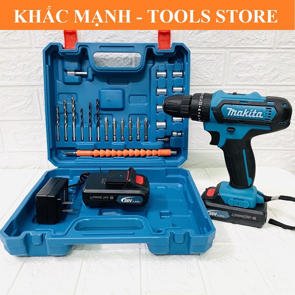 Máy khoan pin Makita 36v 3 chức năng có búa - Tặng kèm 24 chi tiết gồm các mũi khoan