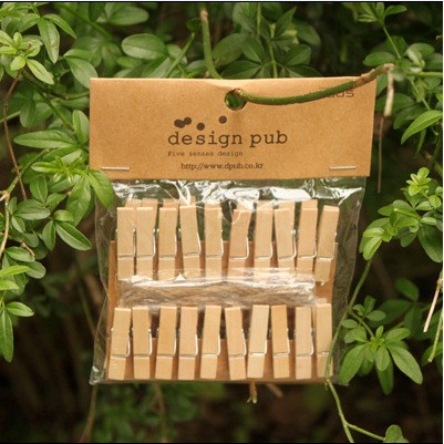 SET 20 Cái Kẹp Gỗ Sơn Design Pub (Tặng dây cói)