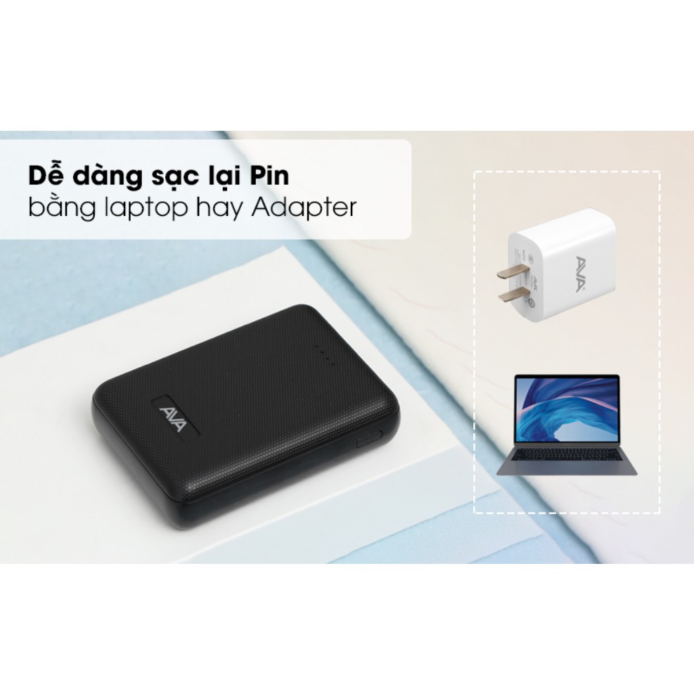 🔥CHÍNH HÃNG🔥 Pin sạc dự phòng Polymer 10.000 mAh AVA PA W11 💦Tặng kèm dây sạc Micro USB 💦LIKE NEW 98%