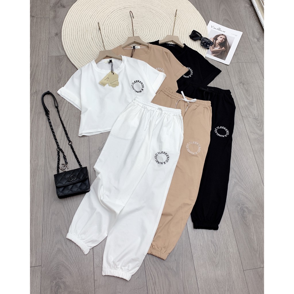 Set đồ nữ cá tính, set thể thao lửng áo thun đi chơi sang chảnh mùa hè đẹp 8A00200 | BigBuy360 - bigbuy360.vn