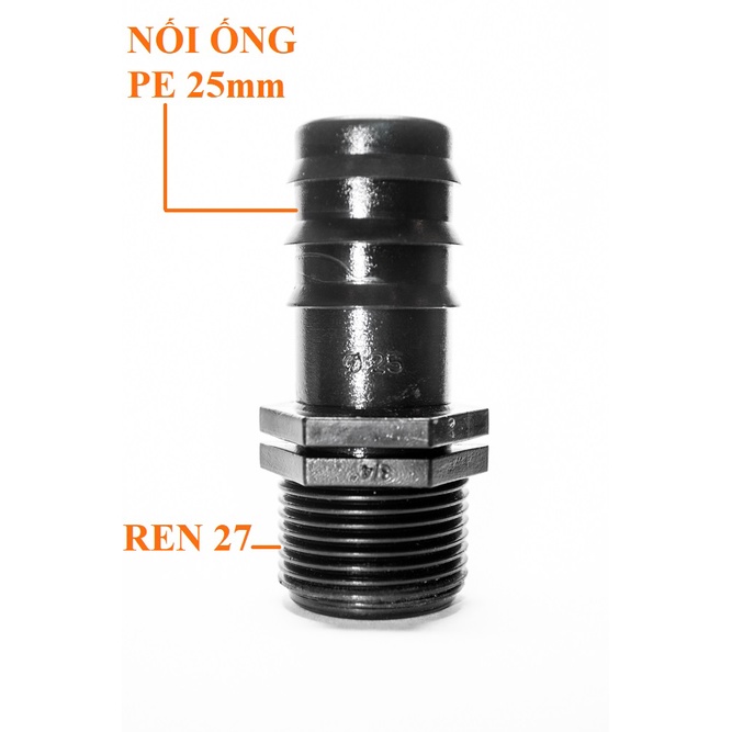 Nối Khởi Thủy Ren 21mm-21li, 27mm-27li Ra Ống PE 16mm,20mm,25mm - goGarden - BH 2 năm
