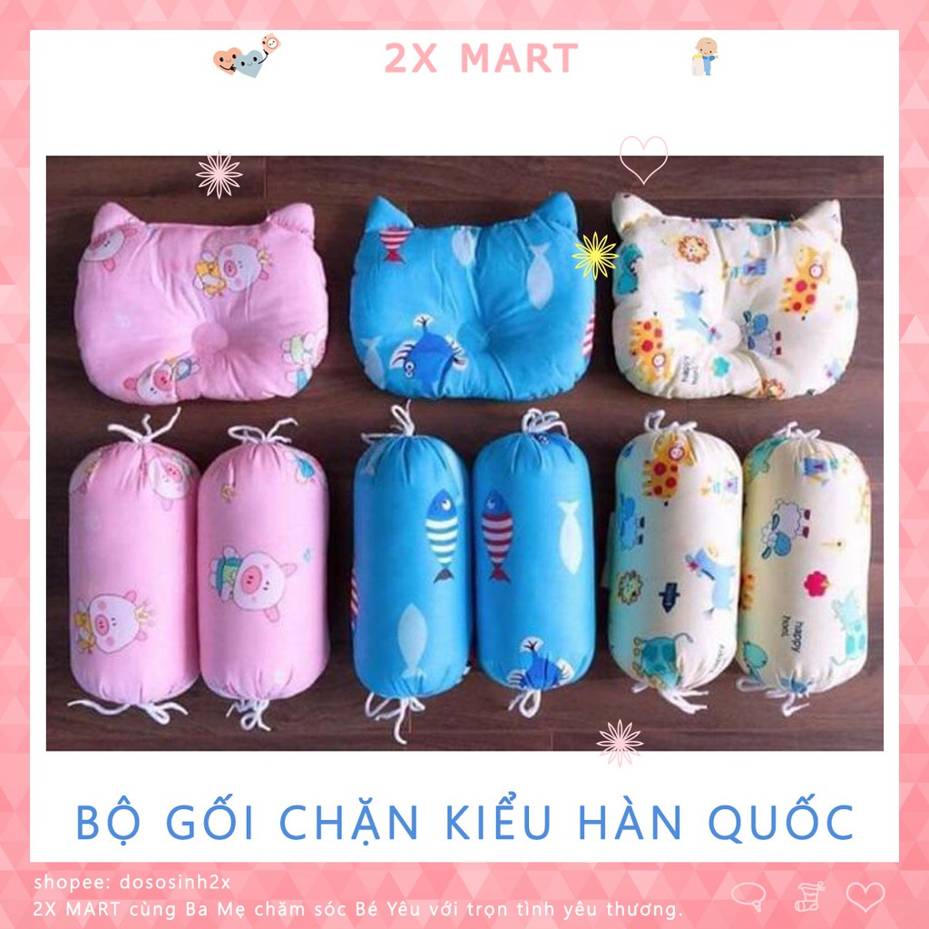 Bộ Gối Chặn Bông, Chặn Đỗ Loại Lụa Tâm An phong cách Hàn Quốc Cao Cấp Ngăn Bé Chống Lật - 2X MART