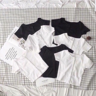 Áo thun croptop nút