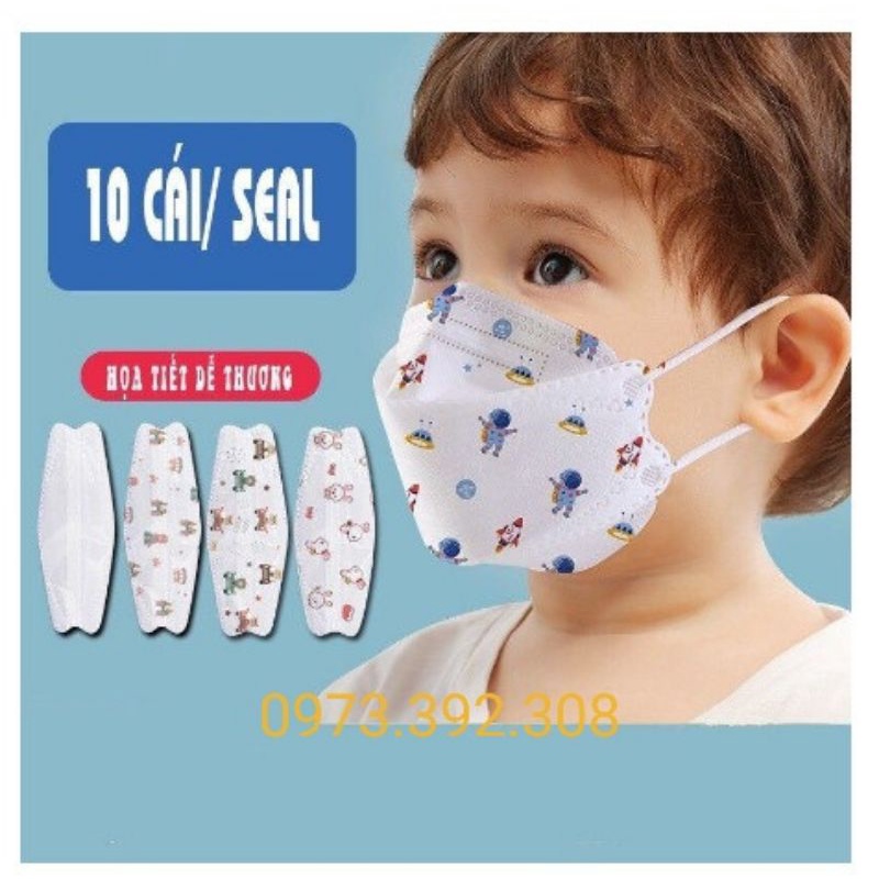 Túi 10 Khẩu Trang Trẻ Em KF94 / TP 94 Kháng Khuẩn Mask Kids In Hình Cho Bé