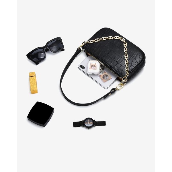 Túi đeo vai nữ Zuciani chất da cao cấp dập vân thiết kế tối  giản kèm quai xích kim loại hiện đại - JYC1