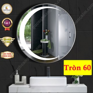 gương tròn trang điểm treo tường, gương led cảm ứng 3 chạm thông minh kích thước tròn 60 cm - guonghoangkim D60
