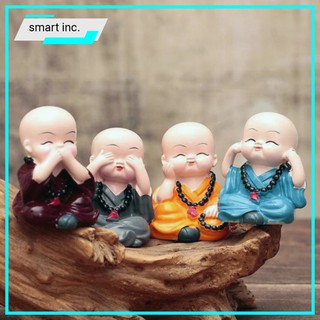 Bộ 4 Tượng Chú Tiểu Hòa Thượng Tứ Không Mini 🚀FREESHIP🚀 Để Bàn Làm Việc, Bàn Học, Phòng Khách, Xe Ô Tô Bằng Sứ An Lạc