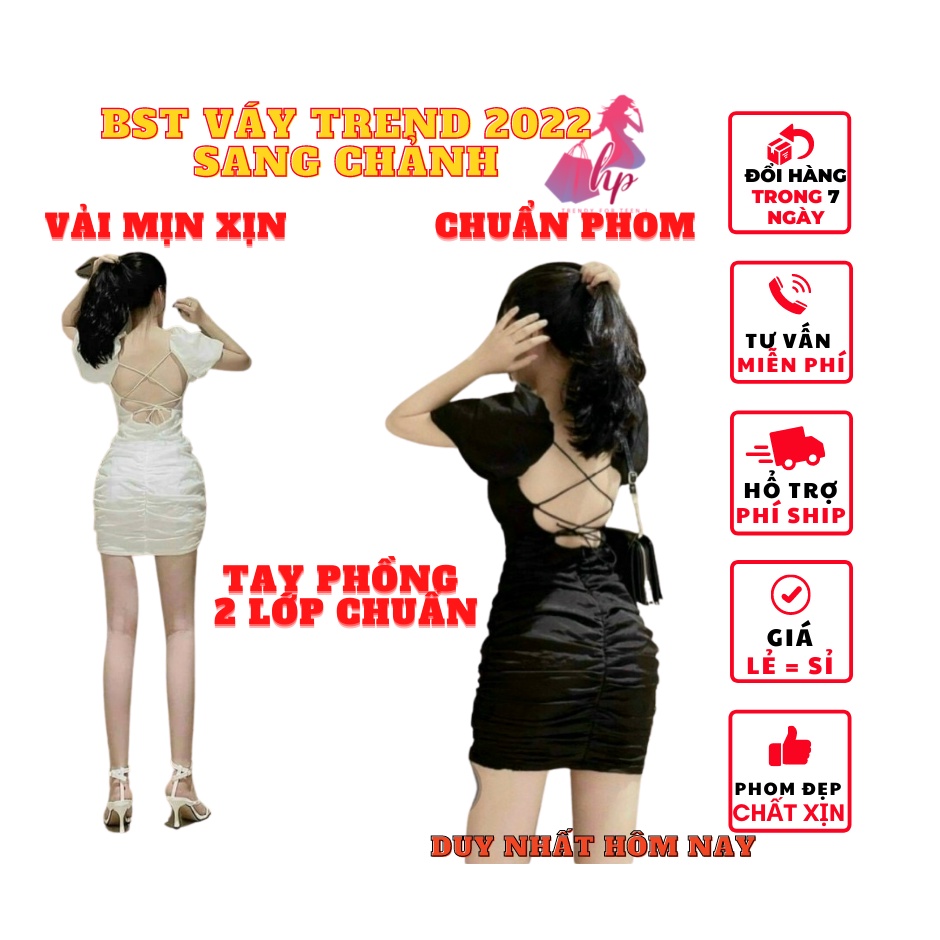 Đầm Ôm Body Nữ Đan Dây Hở Lưng Cổ Vuông Tay Ngắn Có Mút Ngực Siêu Hot 2021 - Hàng Có Sẵn -VD26