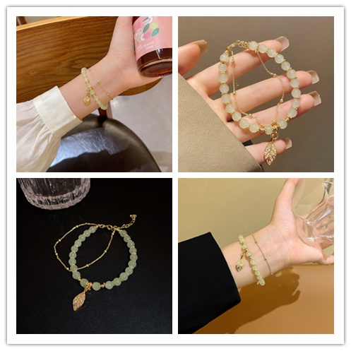 Vòng Tay Chuỗi Hạt Đá Ngọc Bích Thiên Nhiên Sang Trọng Cho Nữ