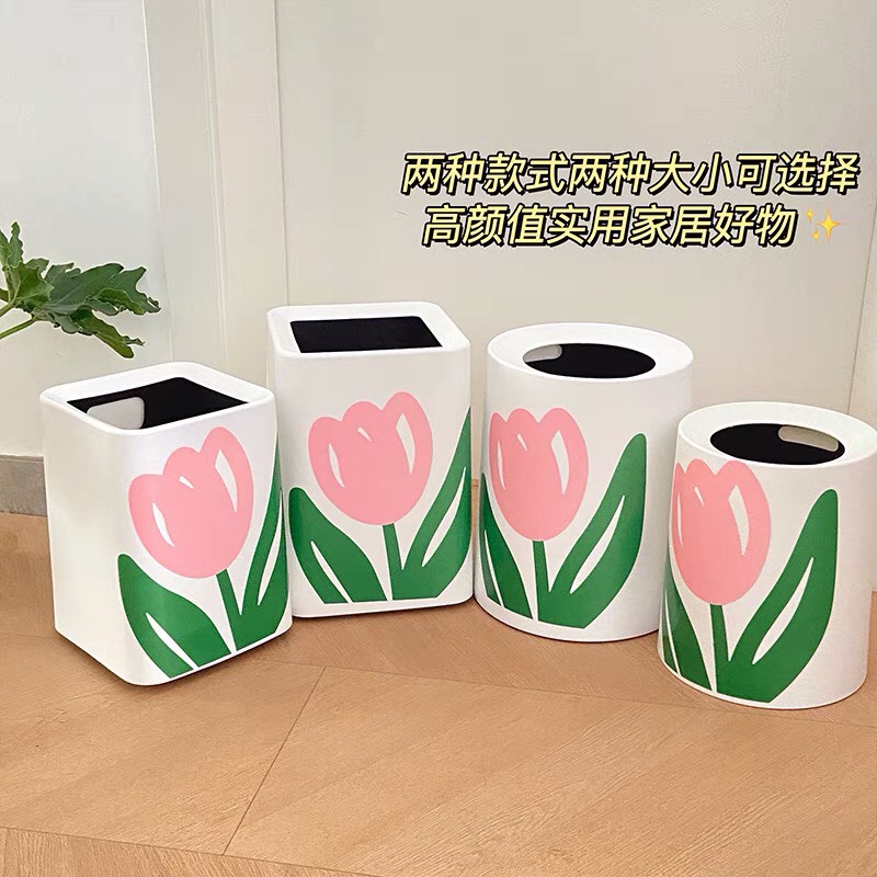 Thùng rác hình hoa tulip hai lớp Có sẵn sáng tạo tiện lợi sạch sẽ đặt phòng ngủ phòng khách Orrder 2 tuần Trang Xuka