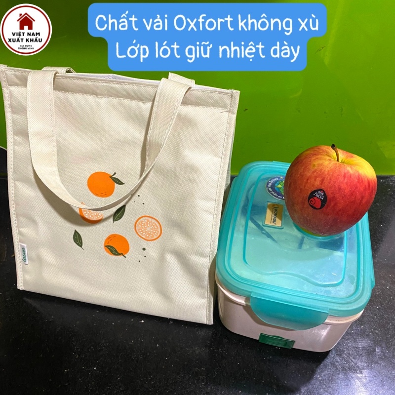 Túi Giữ Nhiệt Đựng Hộp Cơm Tiện Ích Chất Vải Oxfort & Lớp Nhôm Dày Dặn Hàng VN SX