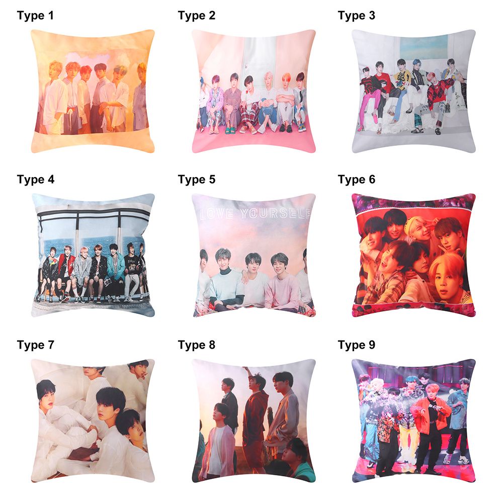 Vỏ Gối Vuông In Hình Nhóm Nhạc Bts 45x45cm