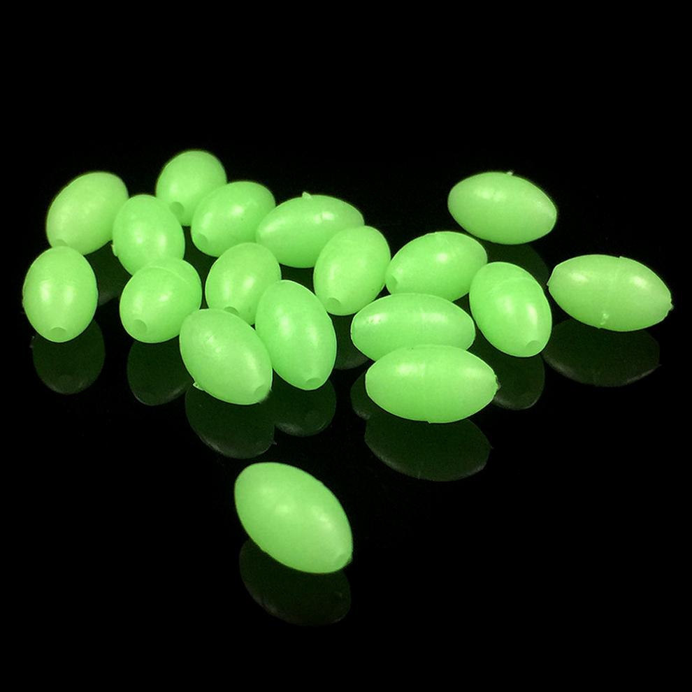 Set 100 hạt cườm câu cá hình oval dạ quang