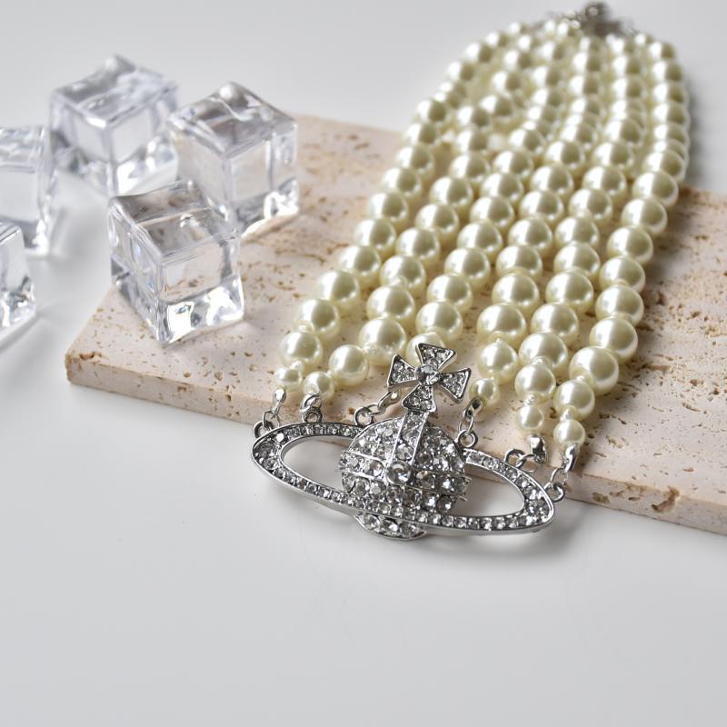 Vòng cổ Ngắn Đính Ngọc Trai Phong Cách retro Âu Mỹ