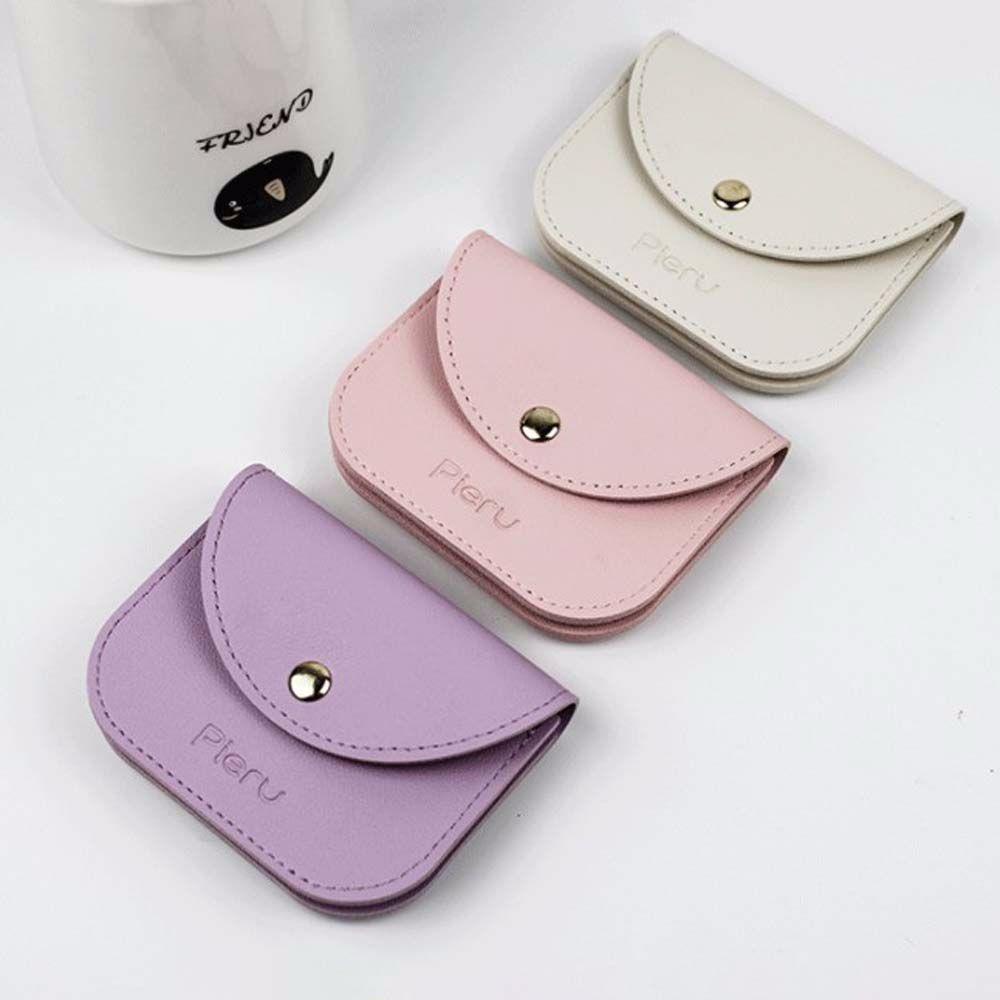 ELEGANT Ví Da Đựng Tiền / Thẻ / Tai Nghe Màu Macaron Kích Thước Nhỏ Gọn Dành Cho Nam Và Nữ