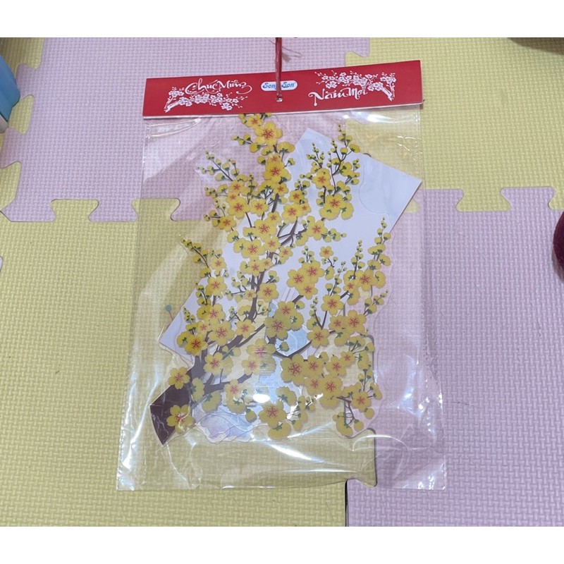 Decal trang trí tết hoa mai hoa đào nổi 4D size nhỏ