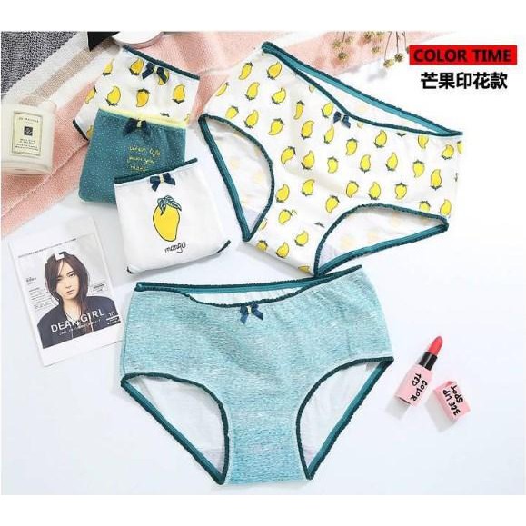 [Combo 5] Quần lót hoa quả siêu kute, chất vải cotton co dãn 4 chiều, màu ngẫu nhiên