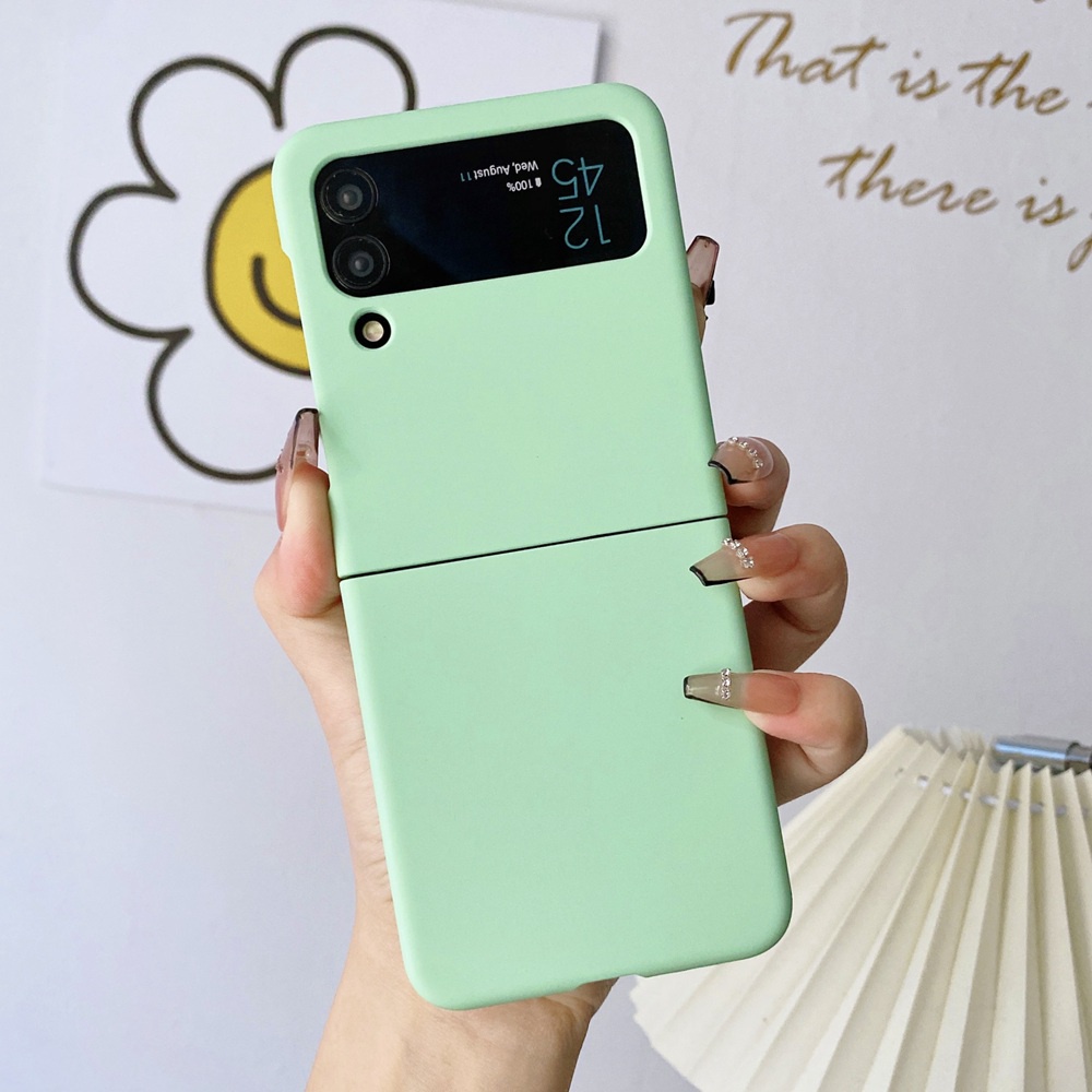 Ốp Điện Thoại Màu Kẹo Trơn Bóng 2 Trong 1 Cho Samsung Galaxy Z Flip 5 4 3