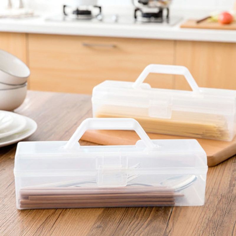 ✿ Kitchen Handheld Chopsticks Tableware Spaghetti Noodle Food Storage Box Pasta Container With Lid