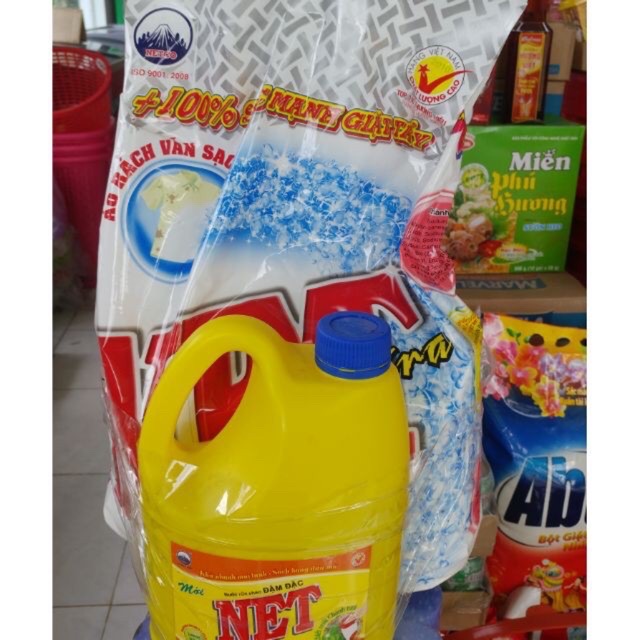 Bột giặt NET 6kg( tặng kèm nước rửa chén NET 1,5kg)