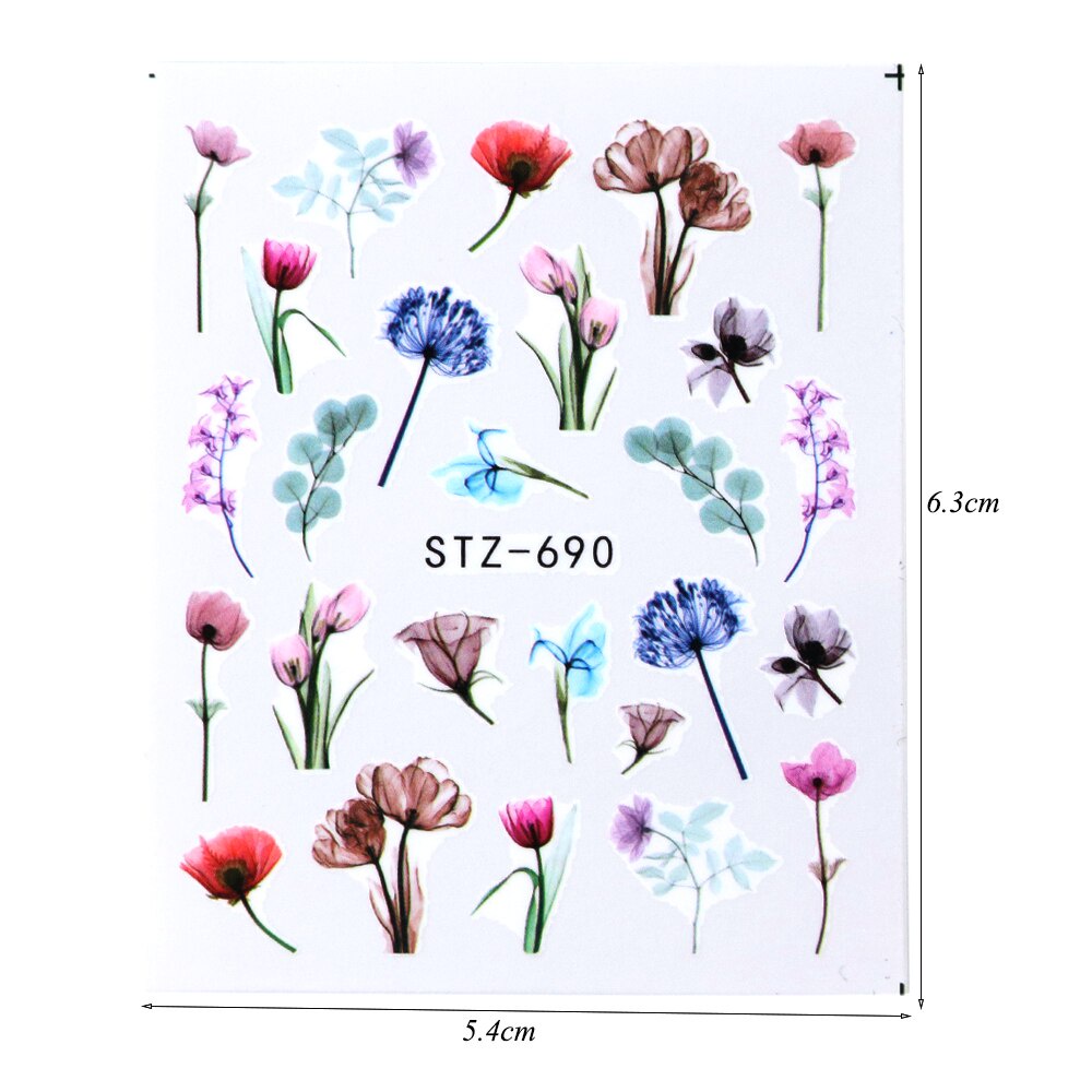 Set 24 Tờ Nhãn Dán Móng Tay 3D Nhiều Màu Bắt Mắt