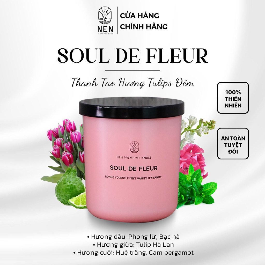 Nến Thơm NEN Soul De Fleur - Thanh Tao Hương Tulips Đêm 250g (HS1-HP)