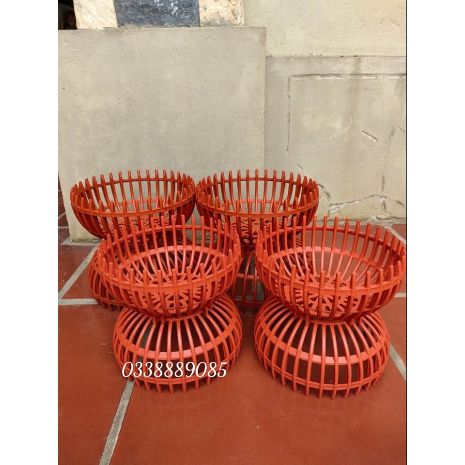 Chậu nhựa giả gỗ trồng lan hình quả bí đủ size, hàng dày nan ạ