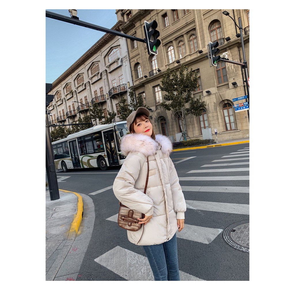 Giao Ngay 🌼Áo Khoác Phao Nữ Dáng Lửng Mũ Lông hàng Quảng Châu hot trend 2021 | BigBuy360 - bigbuy360.vn