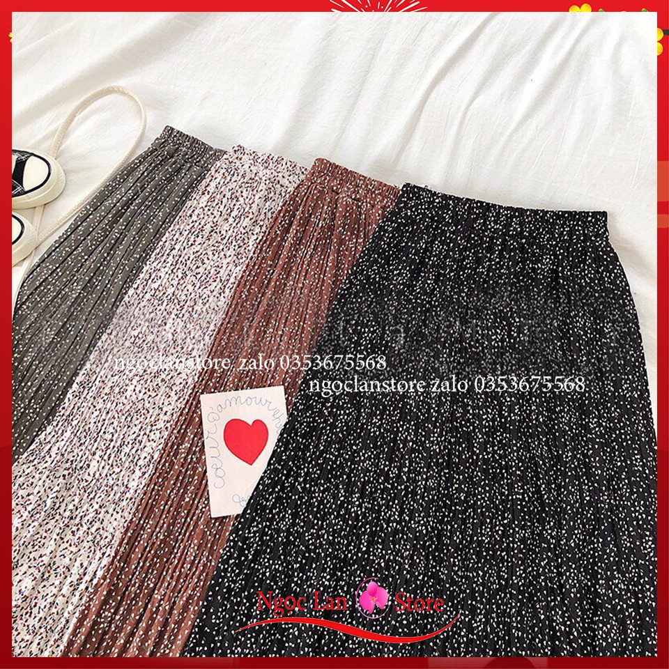 Chân Váy Hoa Nhí Dáng Dài 2 Lớp Chân Váy Xếp Ly Nhăn Siêu Đẹp