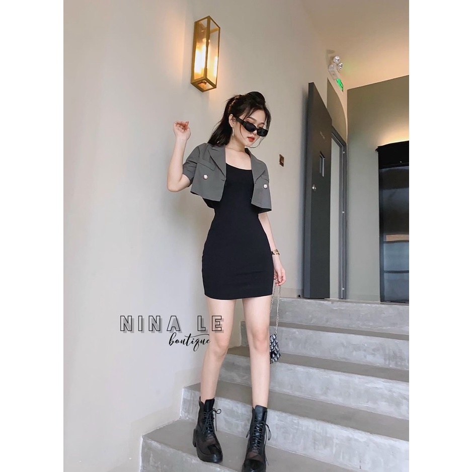 Sét 2 món áo khoác vét phối váy đầm body ôm dáng gợi cảm