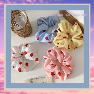 Scrunchies Dâu Scrunchies Trơn Cột tóc Dây cột tóc Cột tóc vải Dây buộc tóc voan