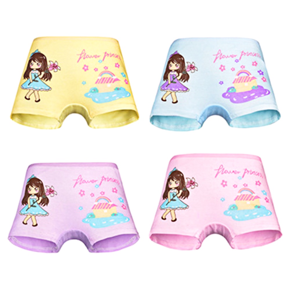 Quần lót boxer vải cotton in hoạt hình dễ thương cho bé gái