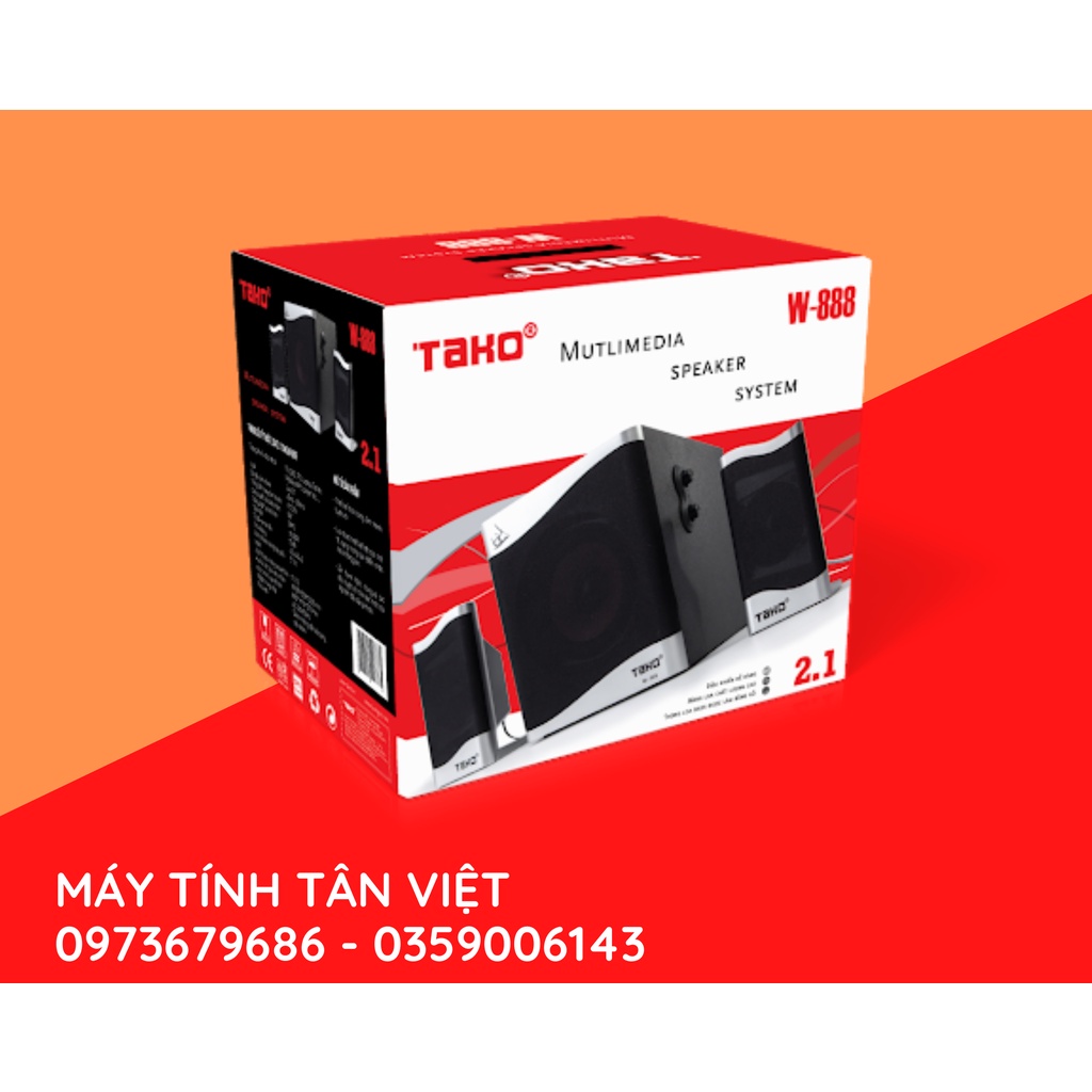 Loa vi tính 2.1 TAKO W888 - màu đen viền trắng.