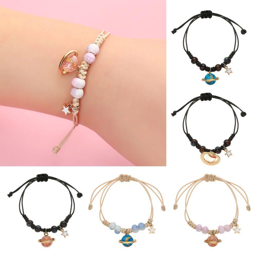 PINEVN Vòng Tay Mặt Hình Hành Tinh Mặt Trăng Ngôi Sao Sáng Tạo Cho Cặp Đôi Bạn Gái