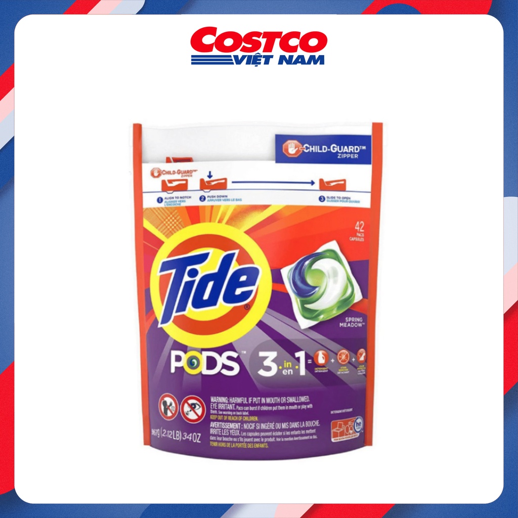 Viên Giặt Xả Quần Áo Tide Pods 3in1 42 Viên - Mỹ (Bịch)