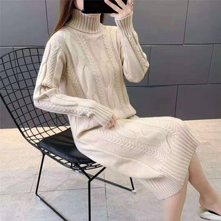 Váy len nữ dáng suông dệt kim vặn thừng chất đẹp (kèm ảnh thật)