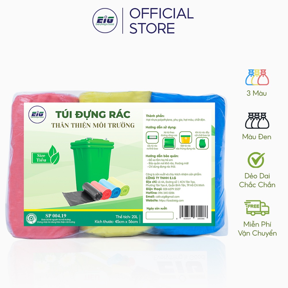 [Mã LTBAUAB21 giảm 7% đơn 99K] Túi Đựng Rác Phân Hủy Sinh Học EIG 3 Màu