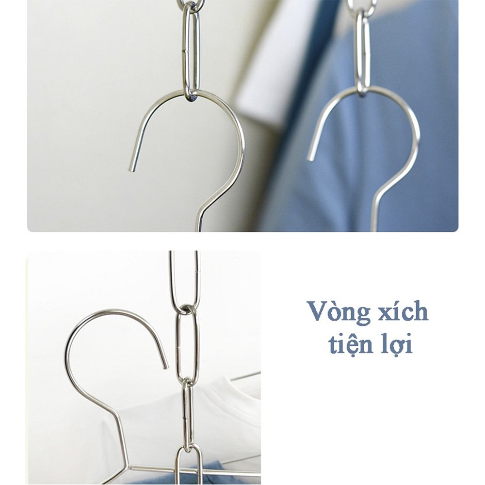 Dây Xích Inox Treo Móc Quần Áo Tiết Kiệm Diện Tích Tủ, Treo Đồ Đa Năng Thông Minh, Treo Trưng Bày Shop