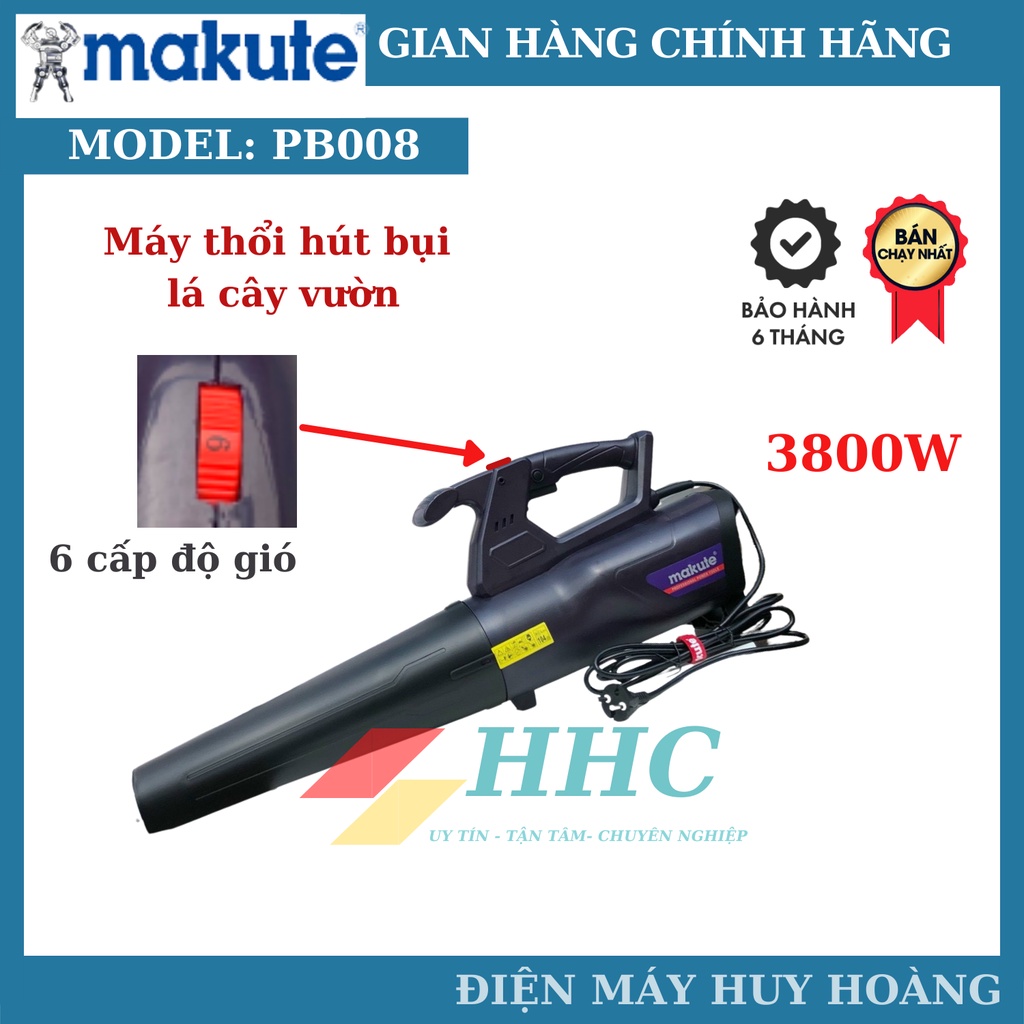 Máy thổi lá cây - Thổi bụi công nghiệp công suất 3800W dùng điện Makute PB008