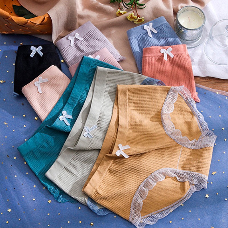 Quần Lót Nữ Cotton Xốp Đính Nơ Kháng Khuẩn YiOn Underwear QC09