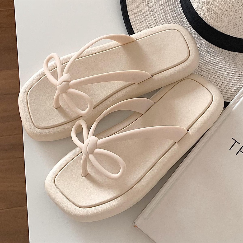 Phụ nữ dép xỏ ngón mùa hè mặc thời trang clip đi trong dép bãi biển, chống trượt nẹp Bow Sandals