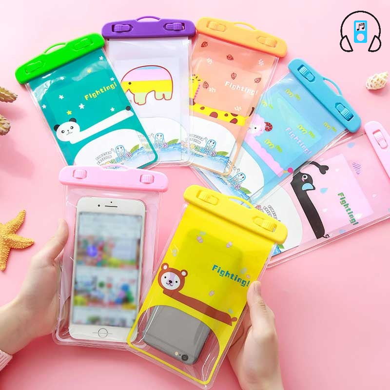 Túi Đựng Điện Thoại Di Động Trong Suốt Bằng PVC Họa Tiết Hoạt Hình Chống Thấm Nước