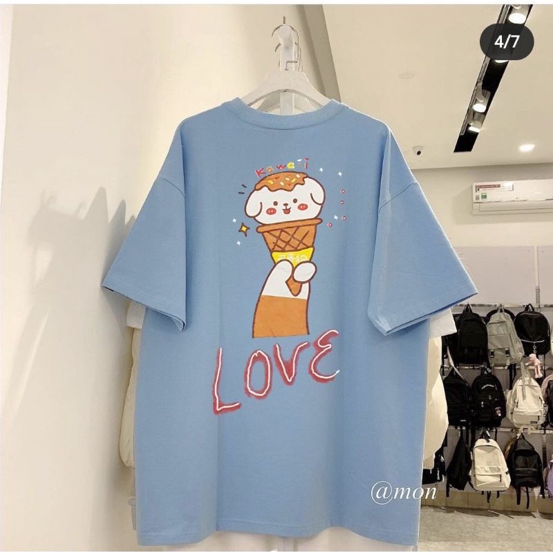 [CÓ ẢNH THẬT] Áo Thun Unisex Nam Nữ Hình Kem Love -Áo Phông Rộng Tay Lỡ  Ulzzang