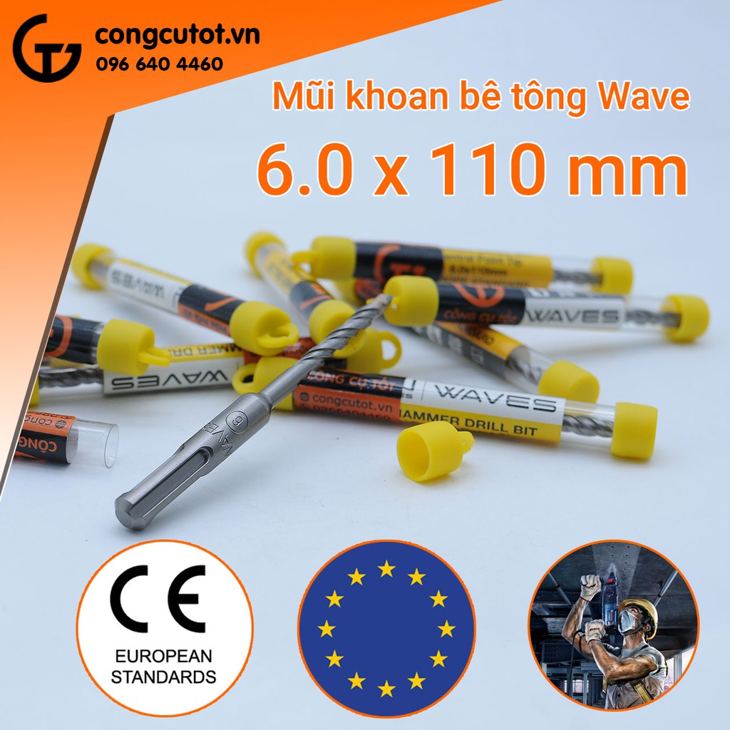 Mũi khoan bê tông Waves chuôi gài 6.0x110mm thép 40CR