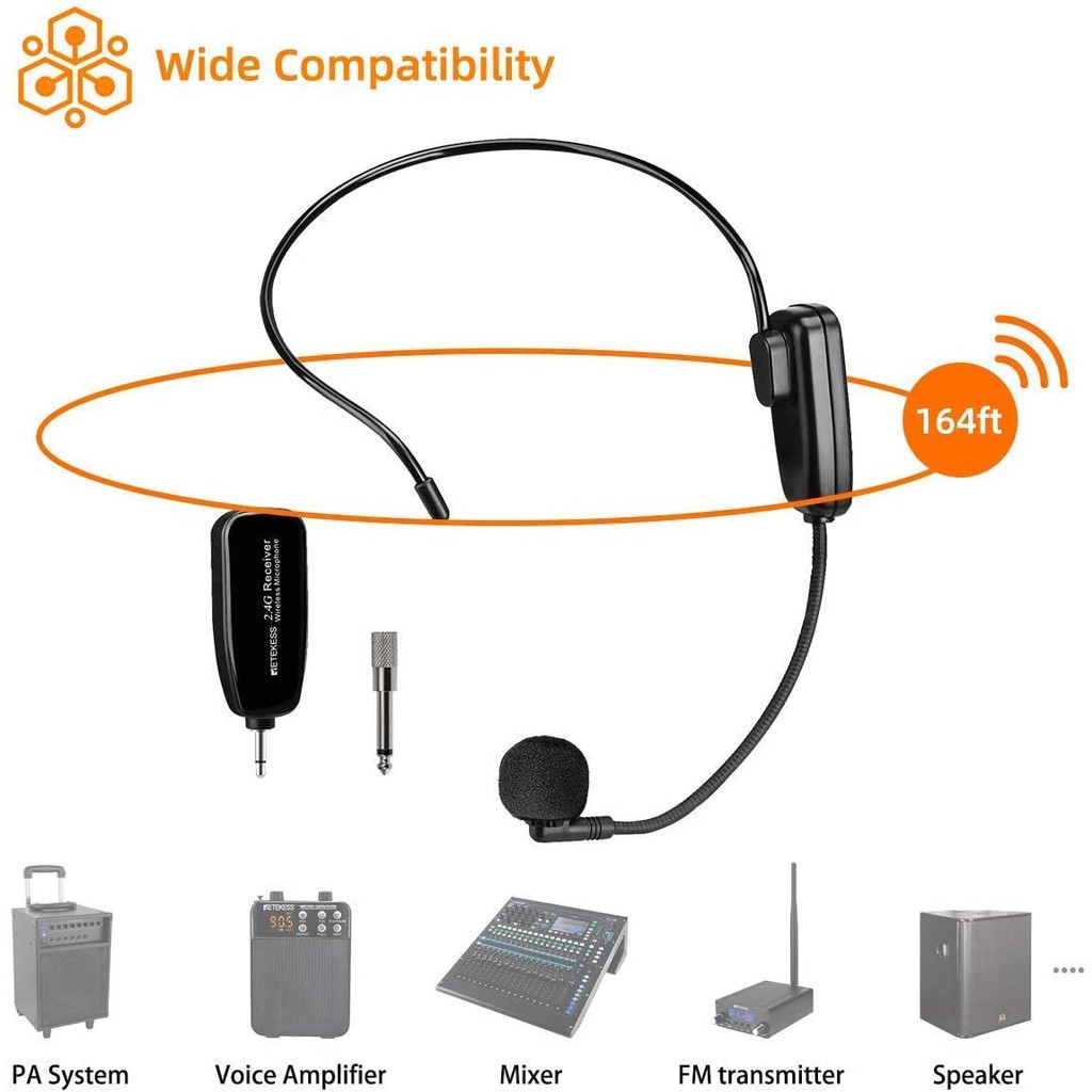 Hệ Thống Khuếch Đại Âm Thanh Không Dây Mini Retekess TR619 PA TT123 TR503 2.4G Kèm Mic Dùng Cho Giảng Dạy