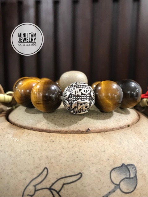 Charm cầu khăc chú bình an bạc Thái S925