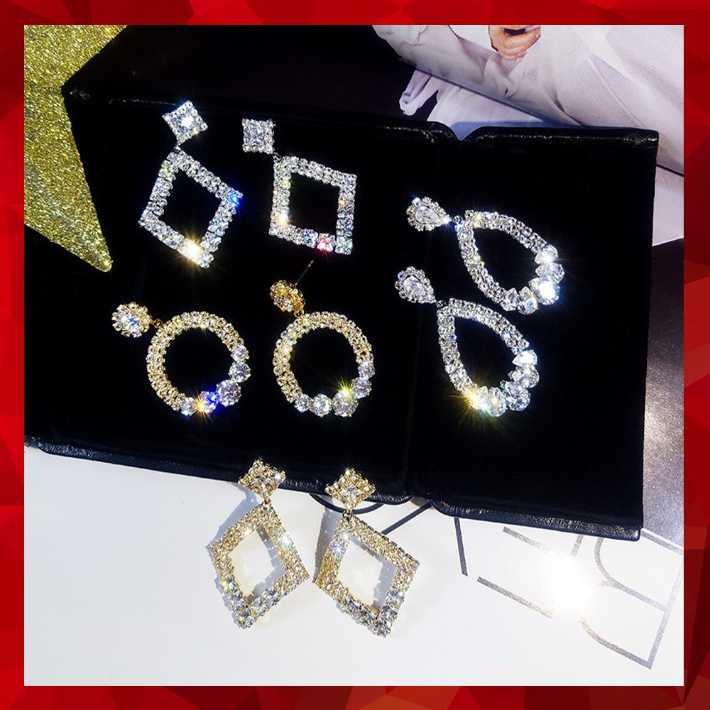 Bông tai nữ đính đá lấp lánh pha lê siêu xinh sang chảnh quyến rũ nhiều kiểu dáng TB251 - TOBI'SHOP