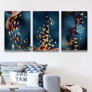 Bộ tranh Trừu tượng phong cách hiện đại, sang trọng treo phòng khách, phòng ngủ - khung hình phạm gia PG589