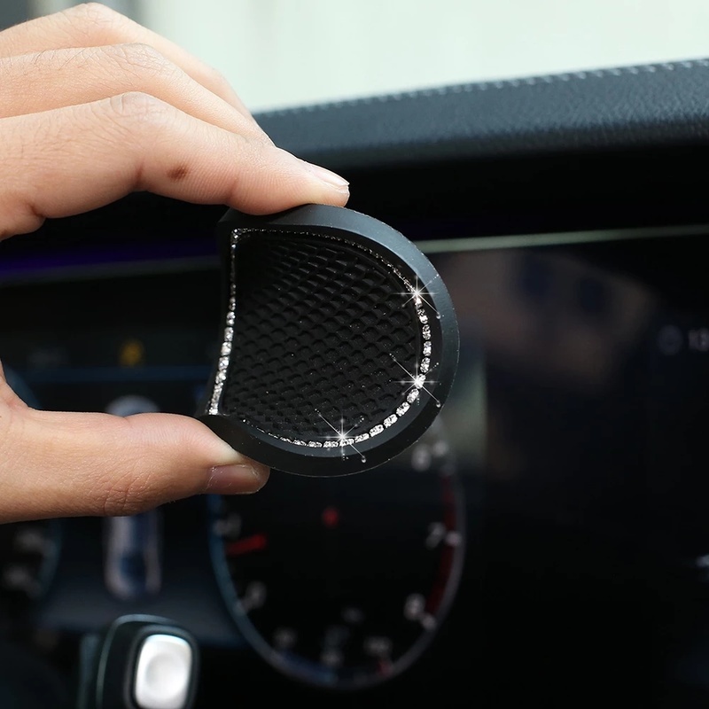 1 Miếng Lót Cao Su Chống Trượt Đính Đá Giả Kim Cương 7cm Lót Cốc Nước Xe Hơi